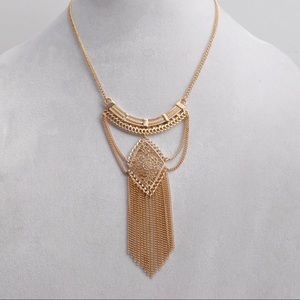 Boho Filagree Chain Fringe Necklace